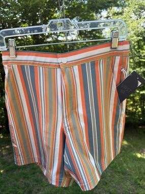 VRST Men's Orange Stripe Swim Trunks-Size Small-New With Tags